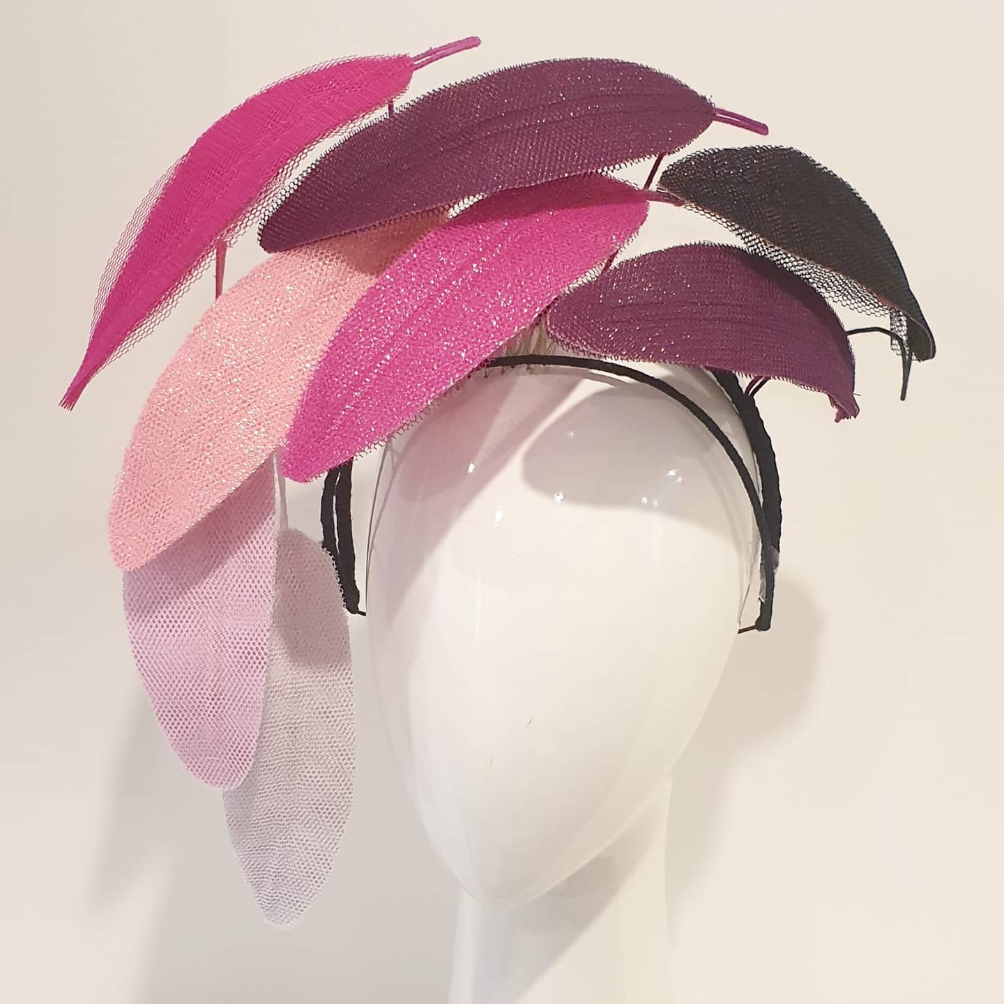 Blush Crest pink tulle feather headpiece