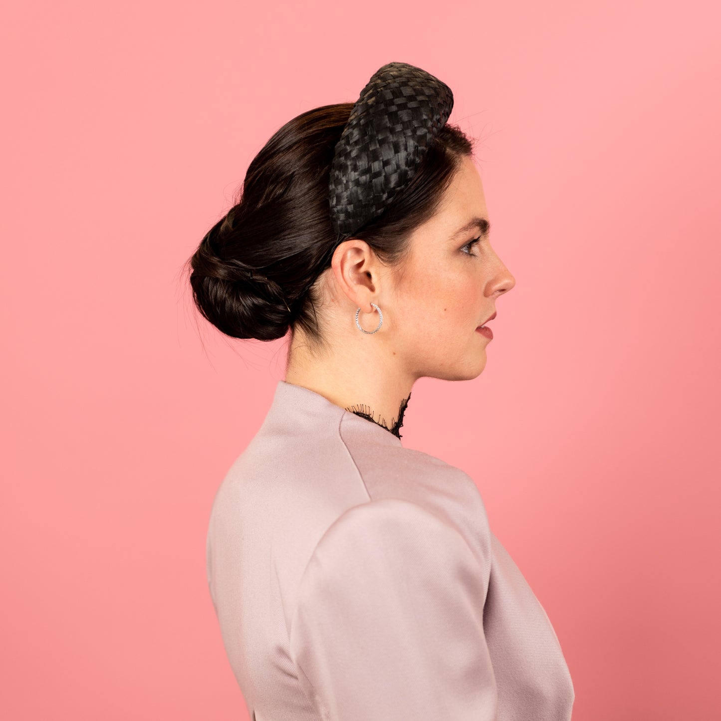 Ash Headband in black vintage straw cloth