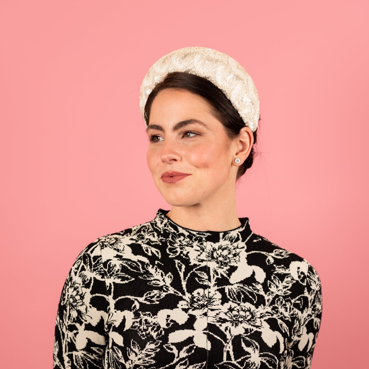 Ash Headband in ivory vintage straw cloth