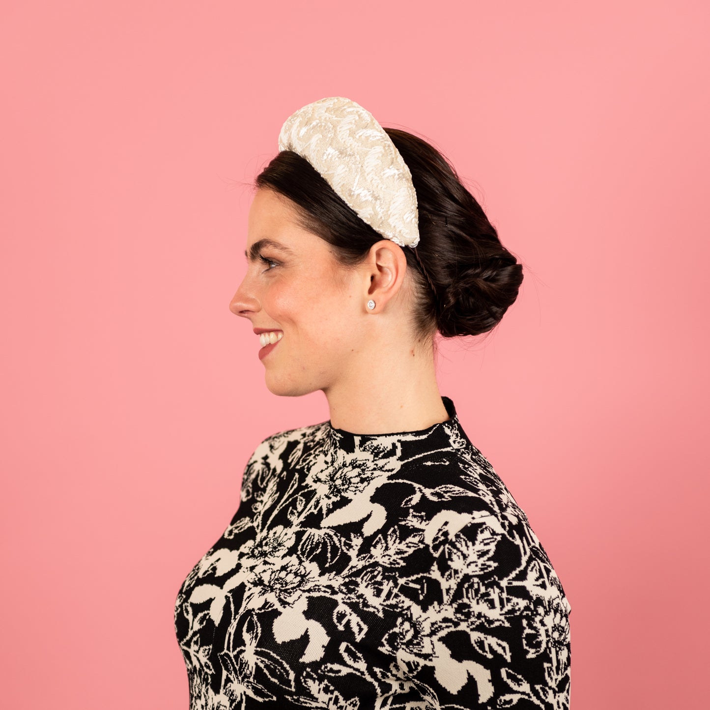 Ash Headband in ivory vintage straw cloth