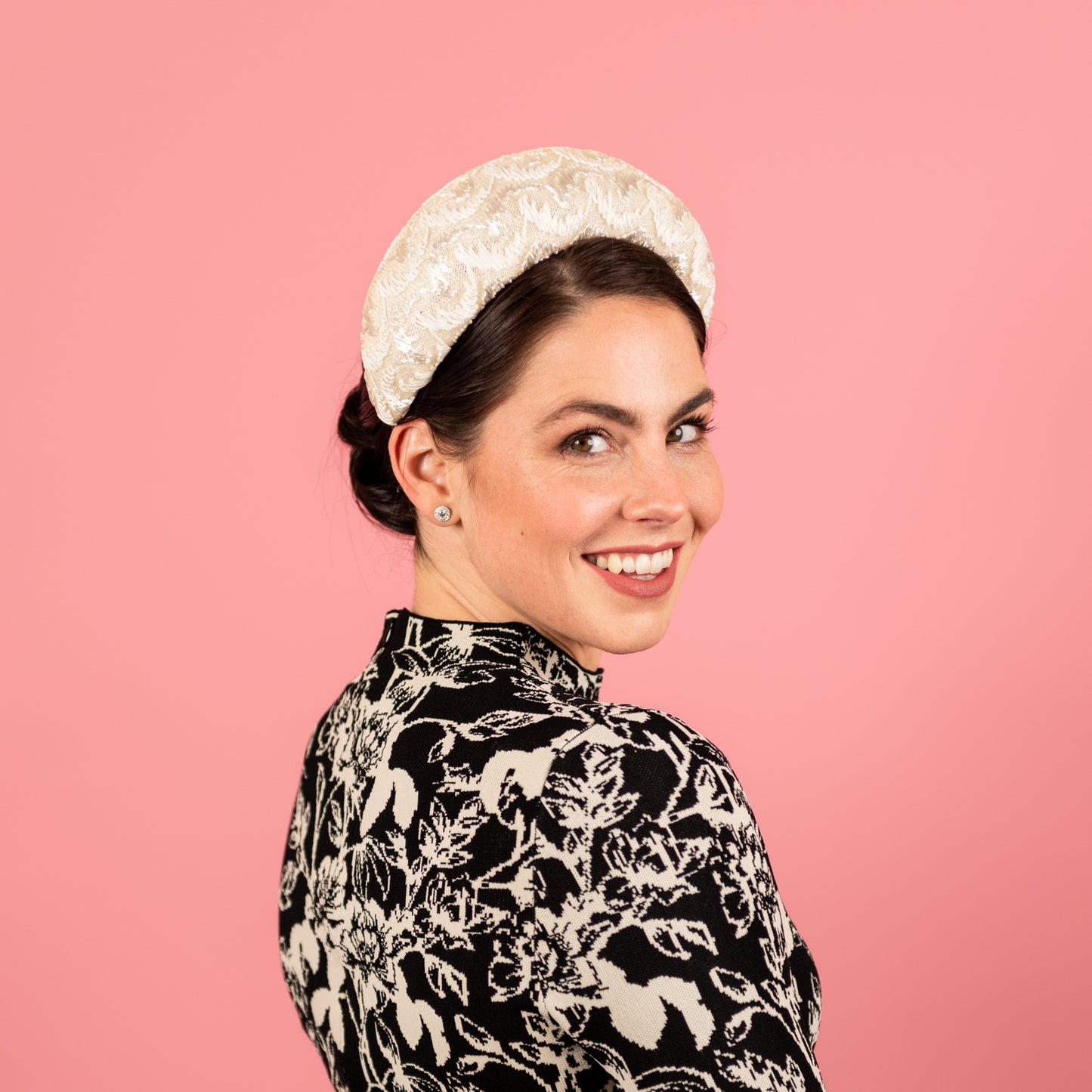 Ash Headband in ivory vintage straw cloth
