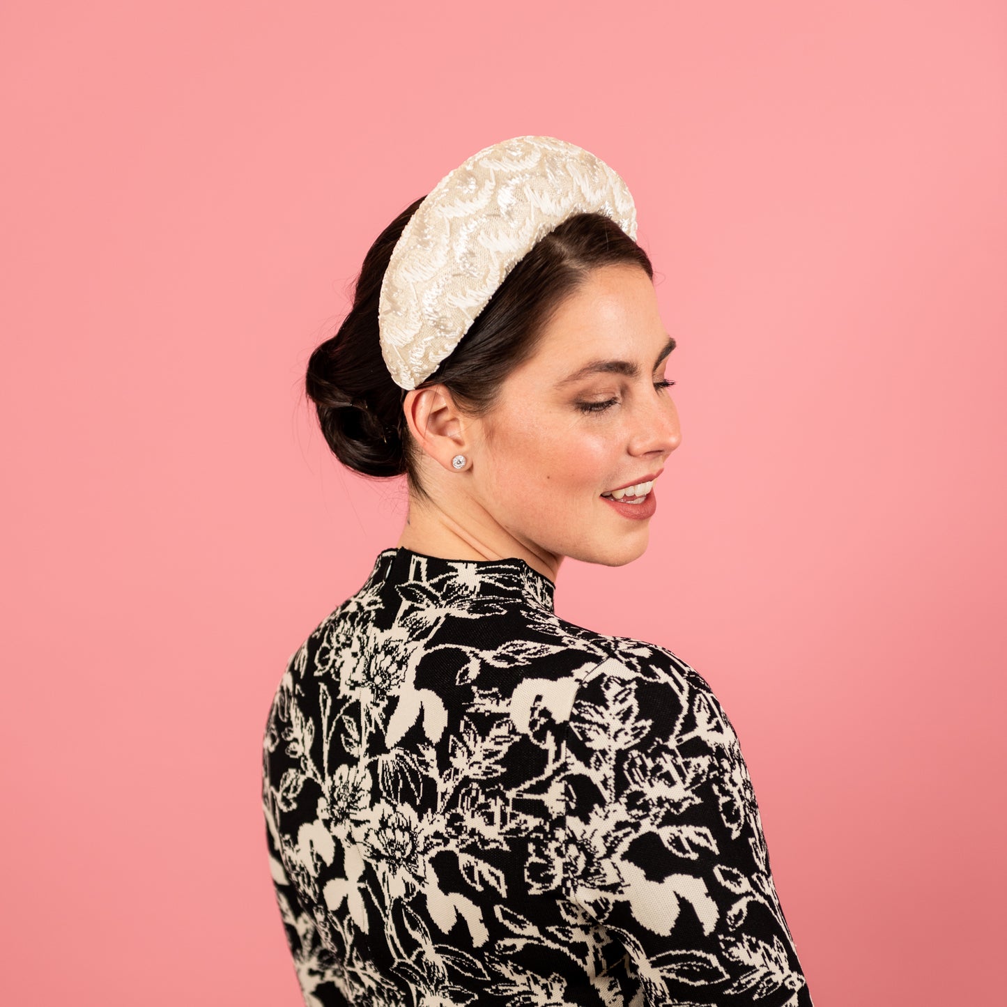 Ash Headband in ivory vintage straw cloth