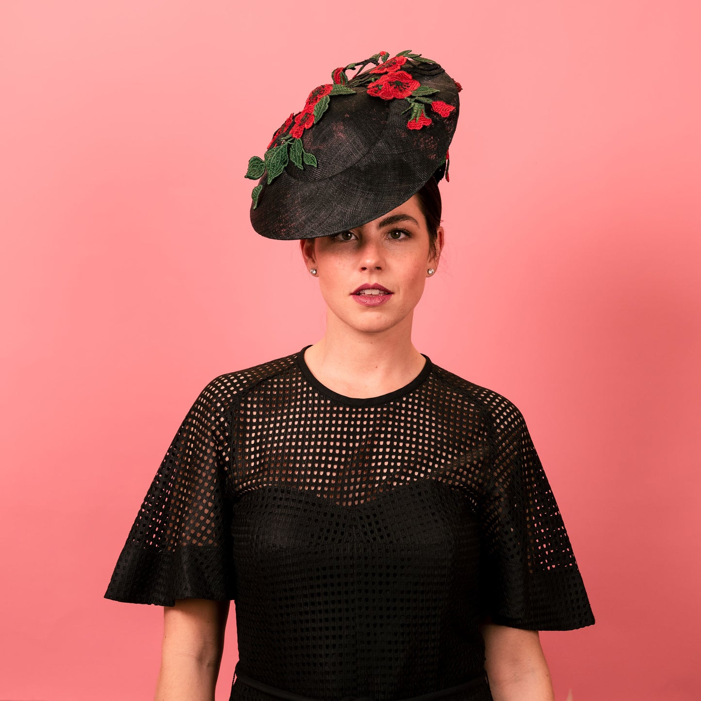 Addison Poppies with black base and red lace flowers