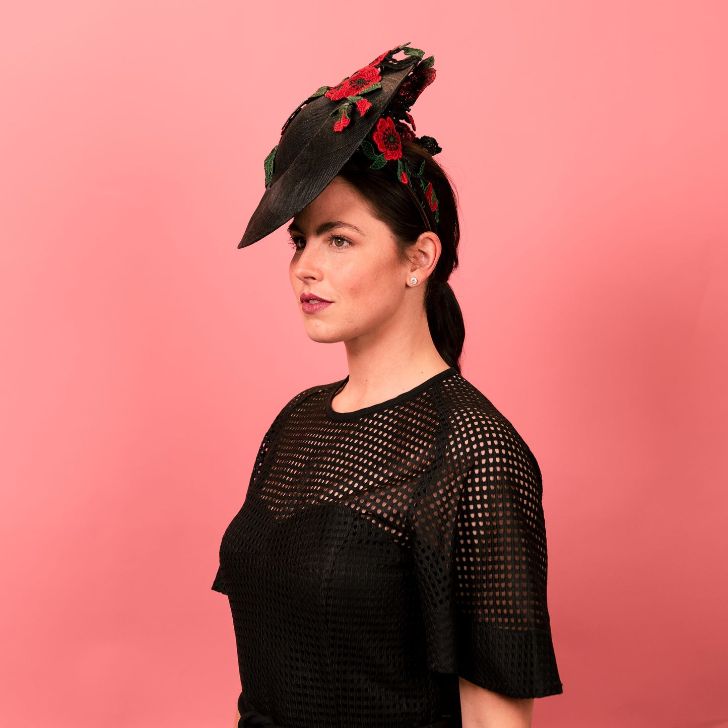 Addison Poppies with black base and red lace flowers