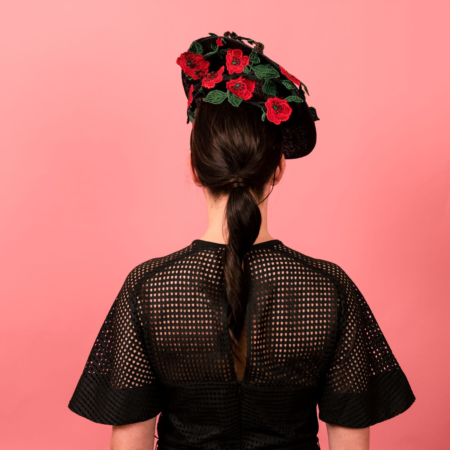 Addison Poppies with black base and red lace flowers