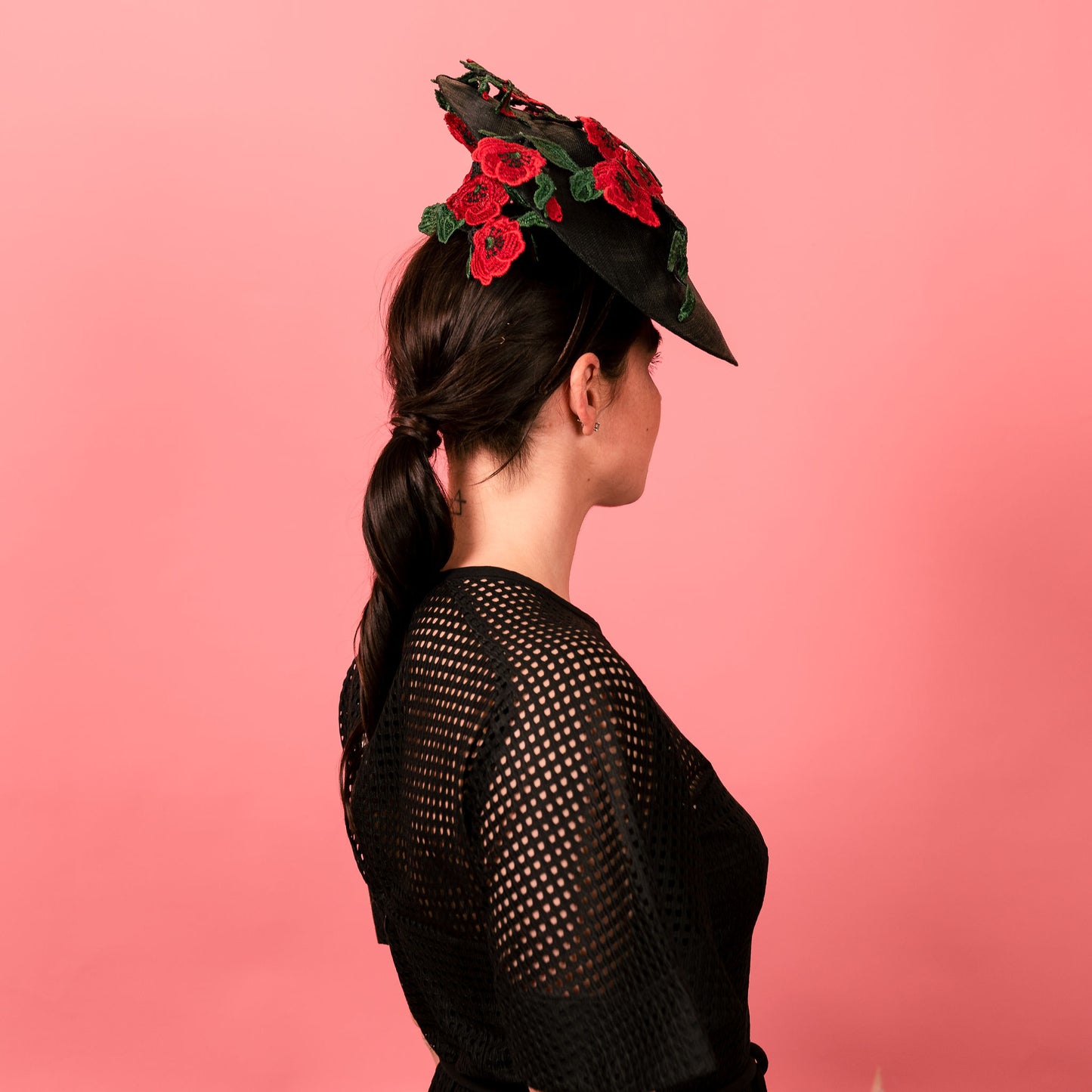 Addison Poppies with black base and red lace flowers
