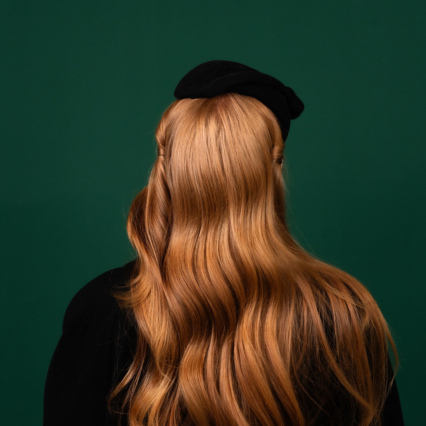 Alpine Beret in Black Felt Winter Racewear Headpiece