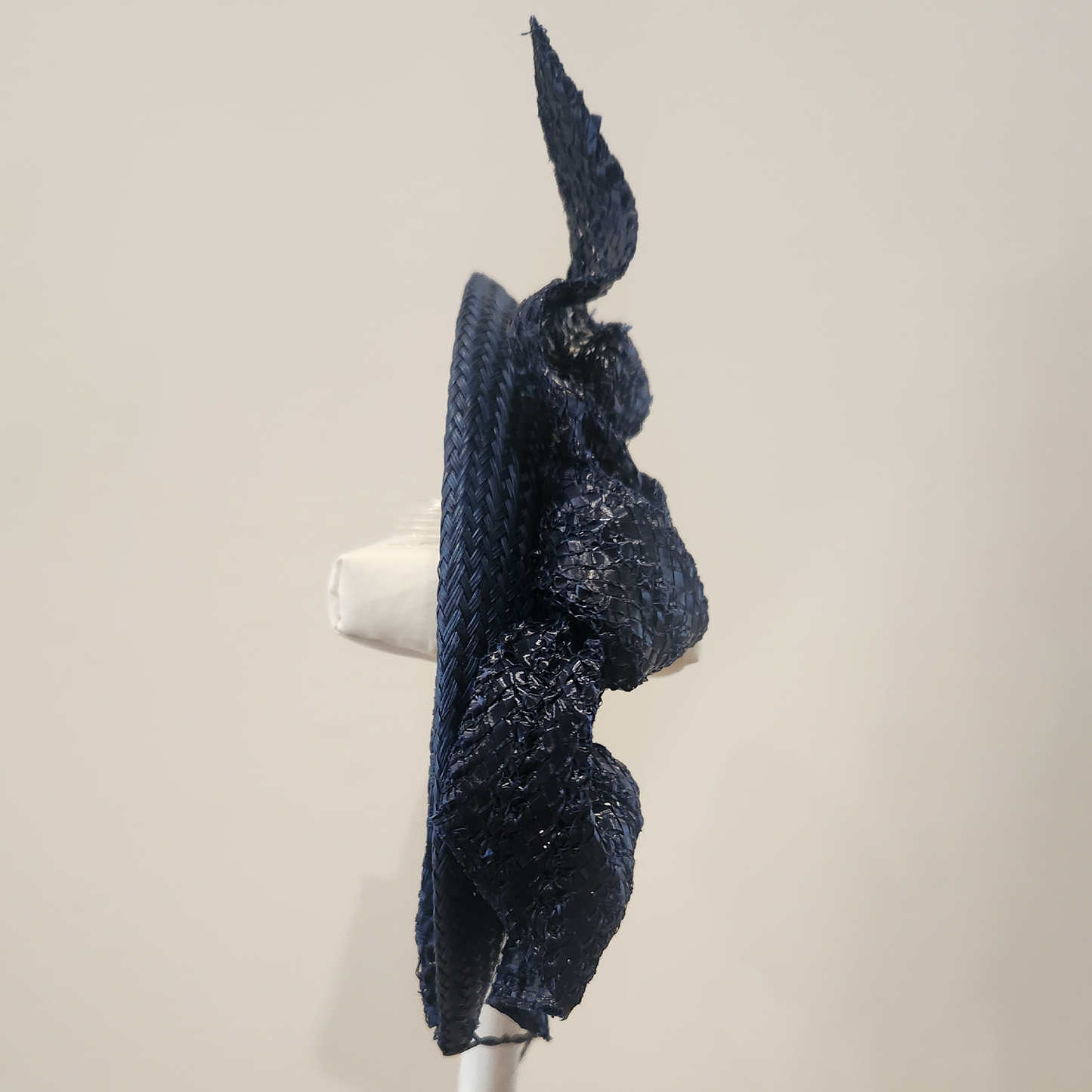 Amelia straw halo with patent knotted trim in Navy Spring Racewear Headpiece