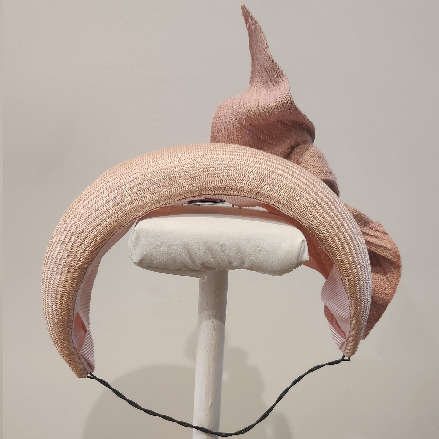 Ash Headband in Pale Pink Straw with Braid Knot Spring Racewear Headpiece