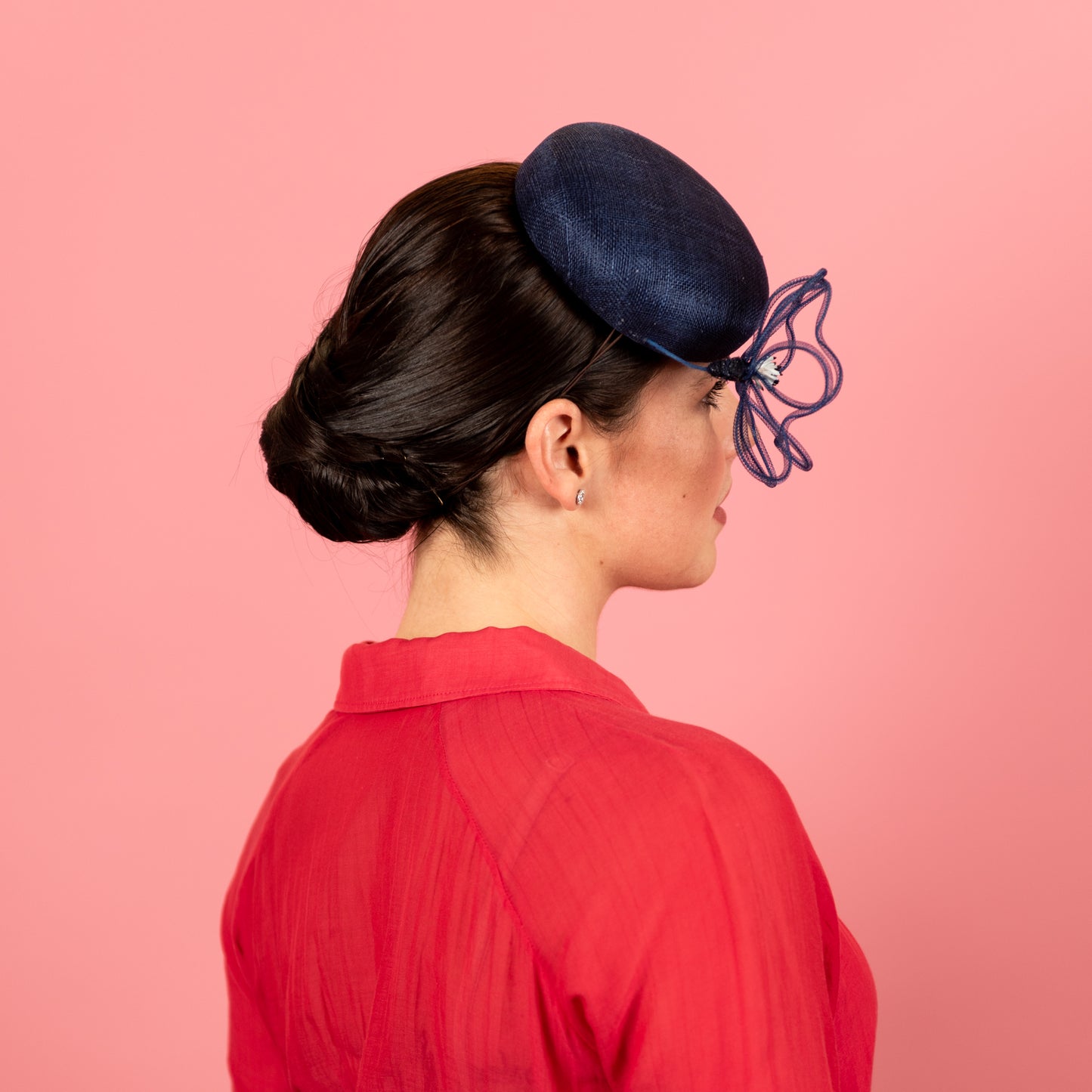 Belle Button with Floating Wire Peony in Navy