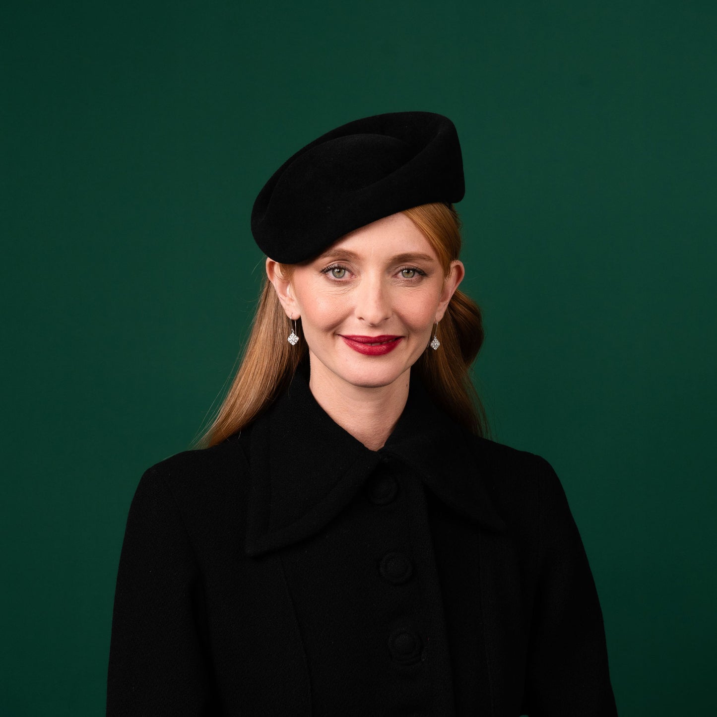 Birrahlea Black Felt Shaped Beret Winter Racewear Headpiece