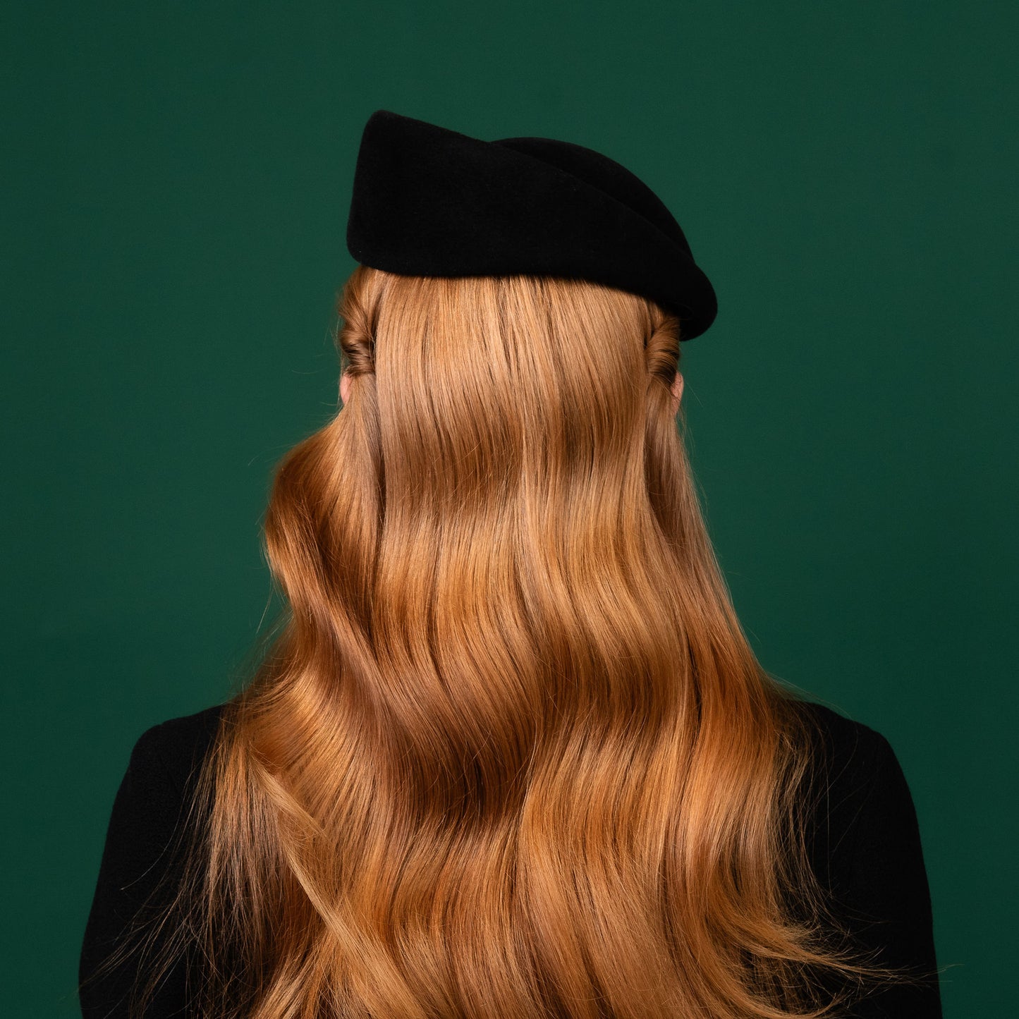Birrahlea Black Felt Shaped Beret Winter Racewear Headpiece