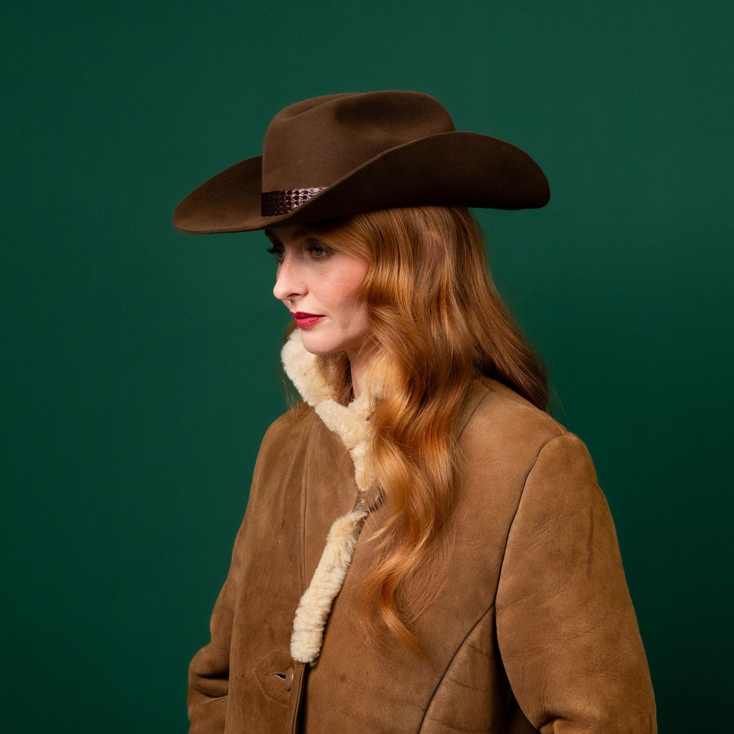 Buckland Brown Western Style Felt Hat with plait trim Winter Racewear Hat