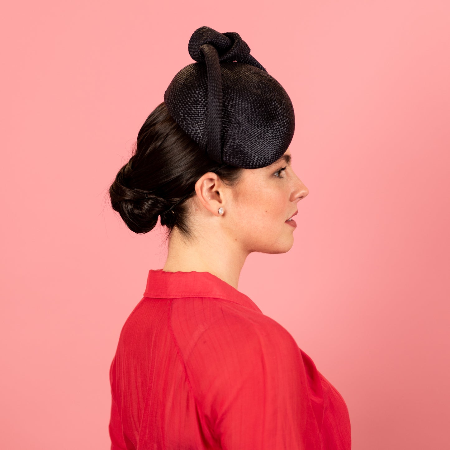 Celeste Beret with Knotted Trim in Textured French Navy Straw