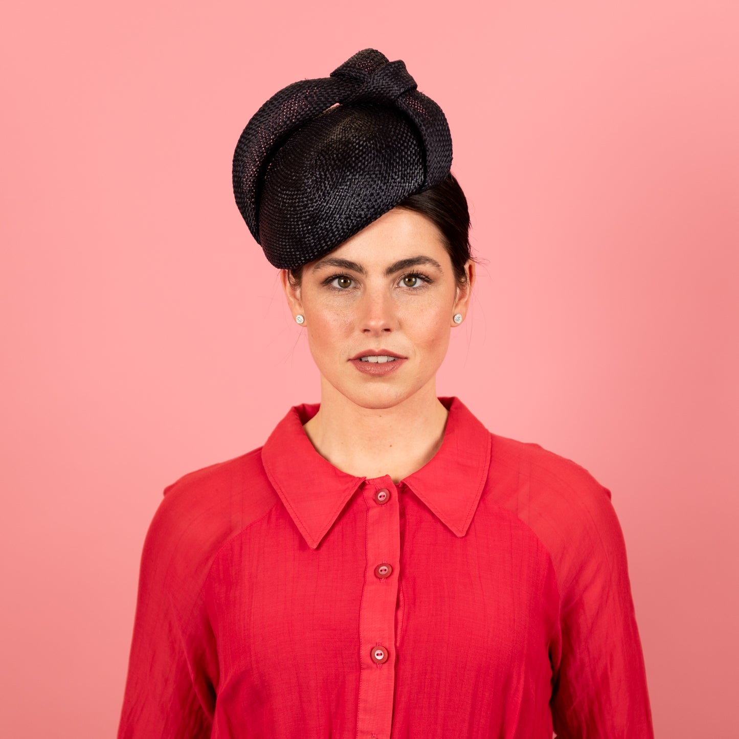 Celeste Beret with Knotted Trim in Textured French Navy Straw