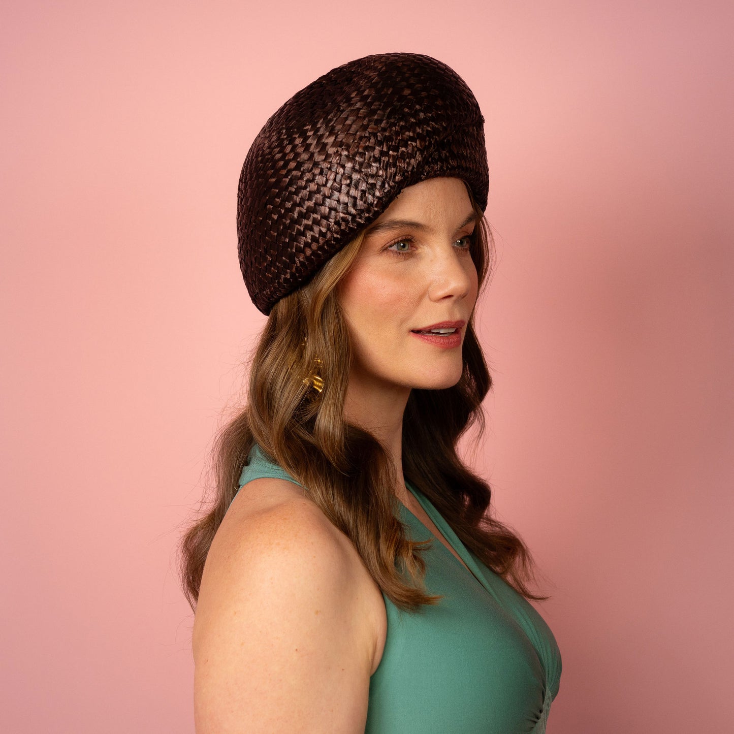 Catani Brown Vintage Swiss Straw Shaped Beret
