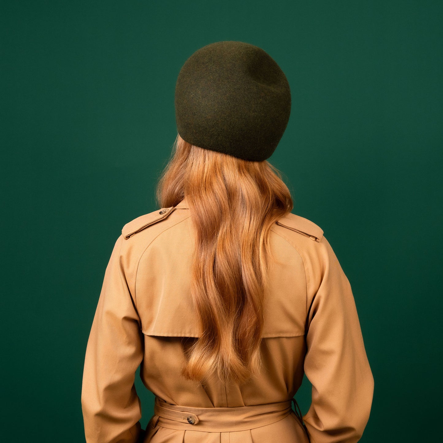 Catani Green Tweed Felt Shaped Beret Winter Racewear Headpiece