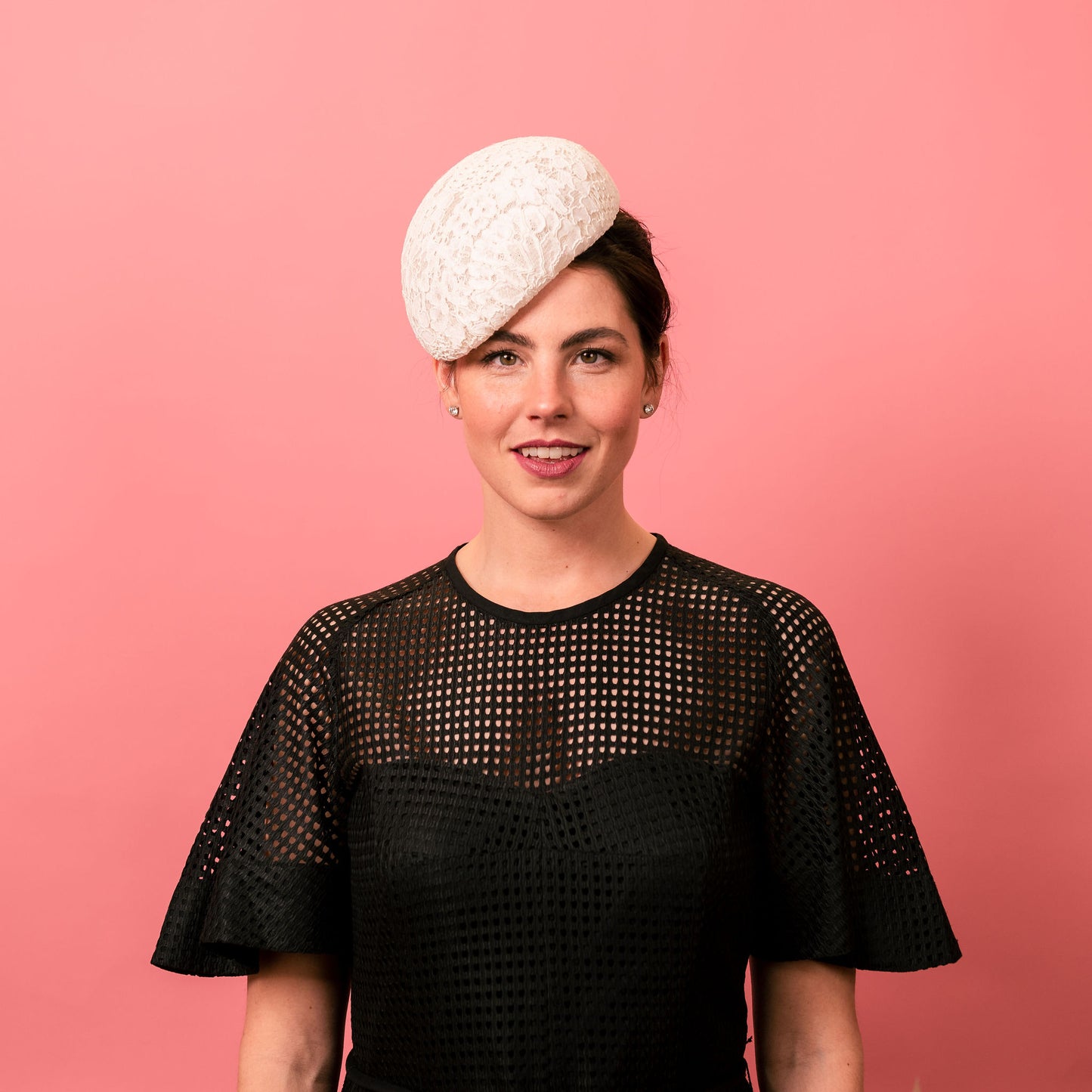 Celeste Beret in White Chantilly Lace