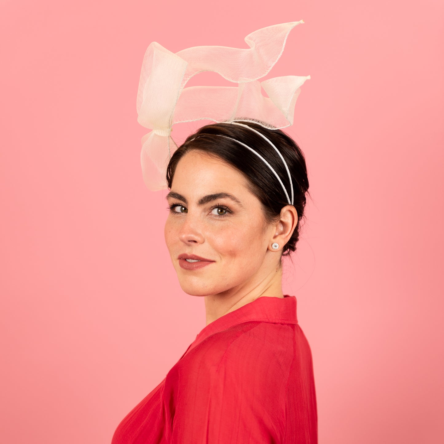 Docker Crinoline Floating Bow Headband in Ivory