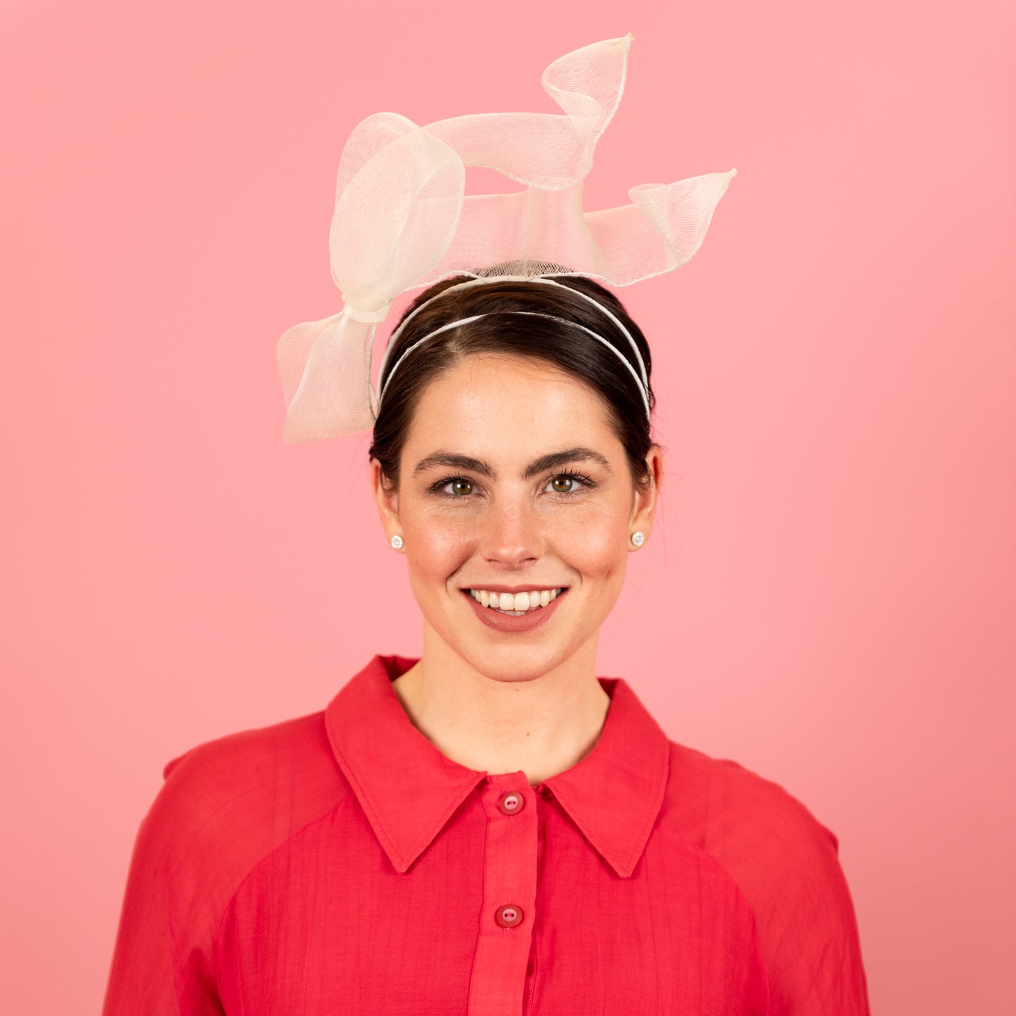 Docker Crinoline Floating Bow Headband in Ivory