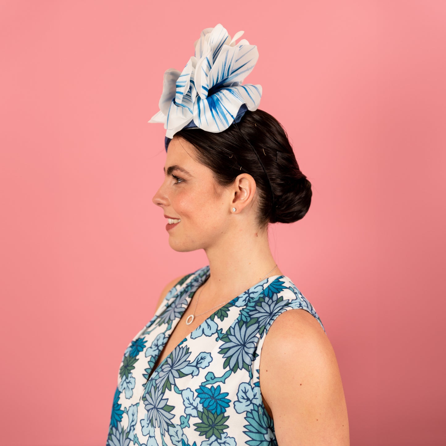 Eleanor Beret in Straw with Silk Poppies in Blue