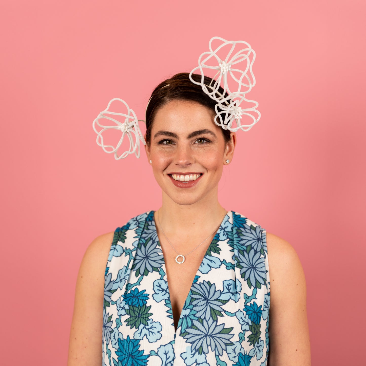 Maya Headpiece with Floating Peonies in White