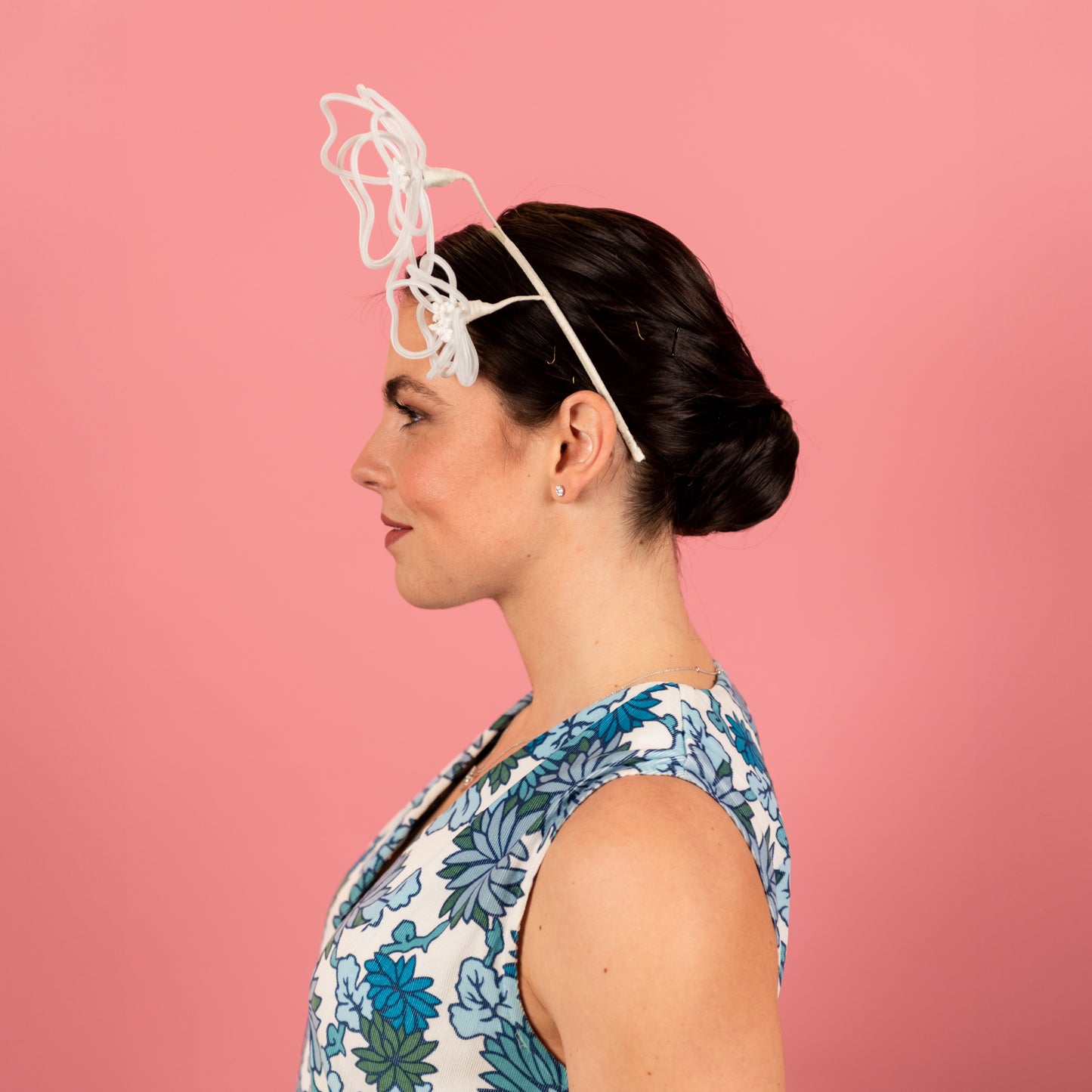 Maya Headpiece with Floating Peonies in White