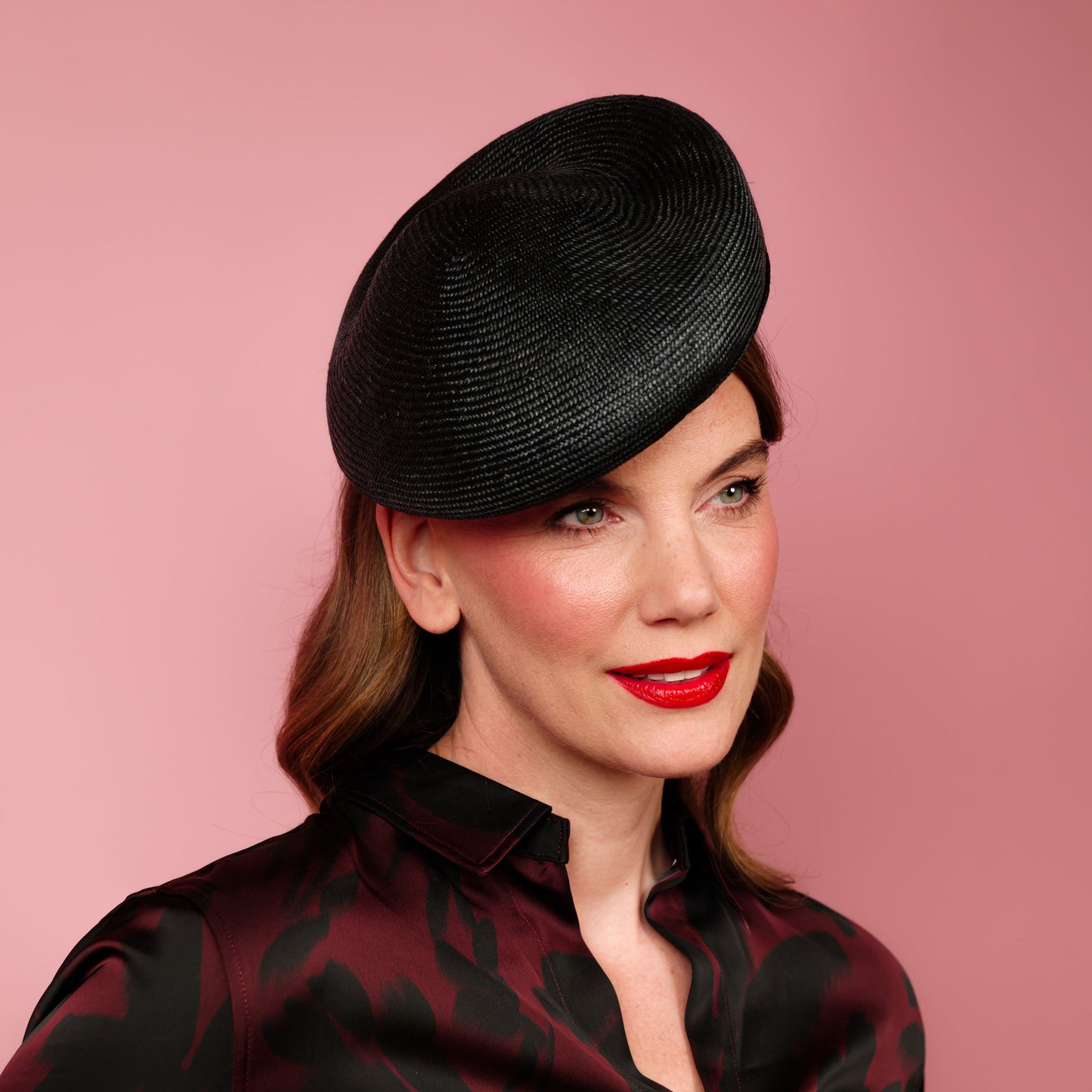 Francesca shaped beret in black straw