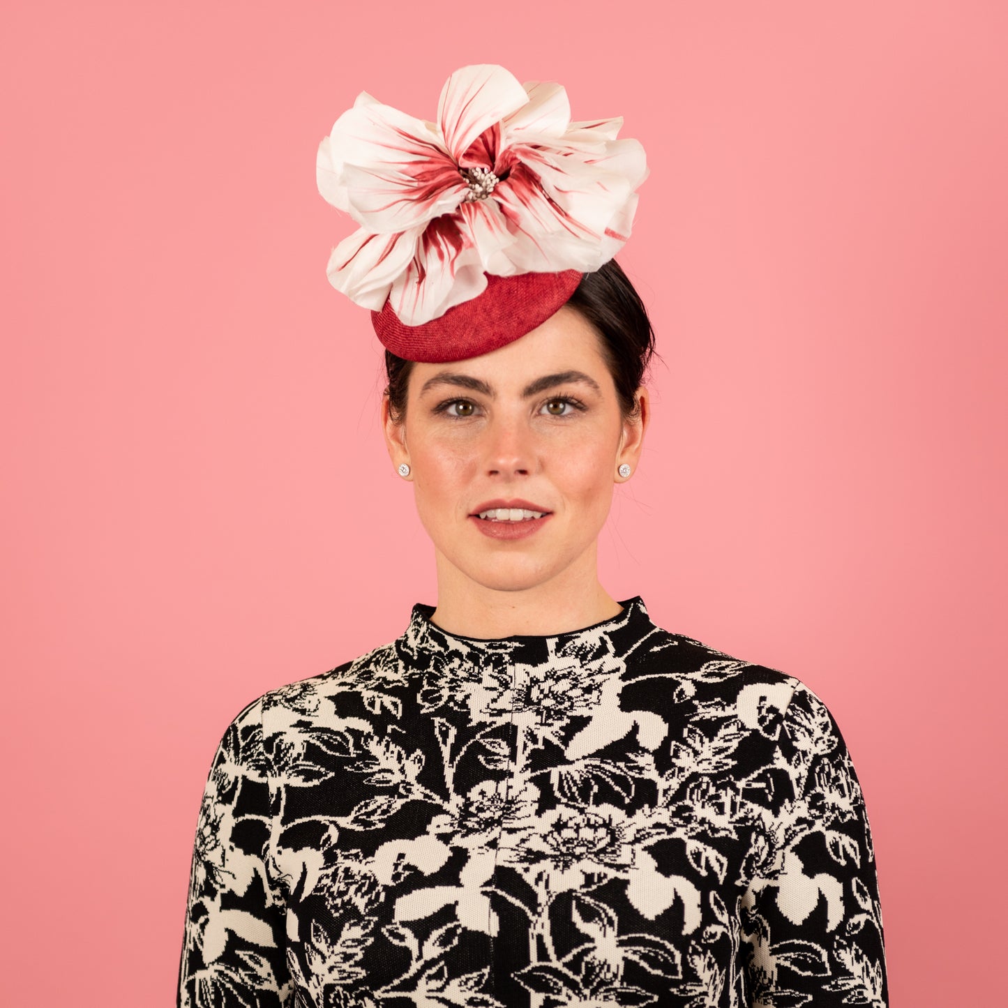 Grace Beret in Straw with Silk Poppies in Red