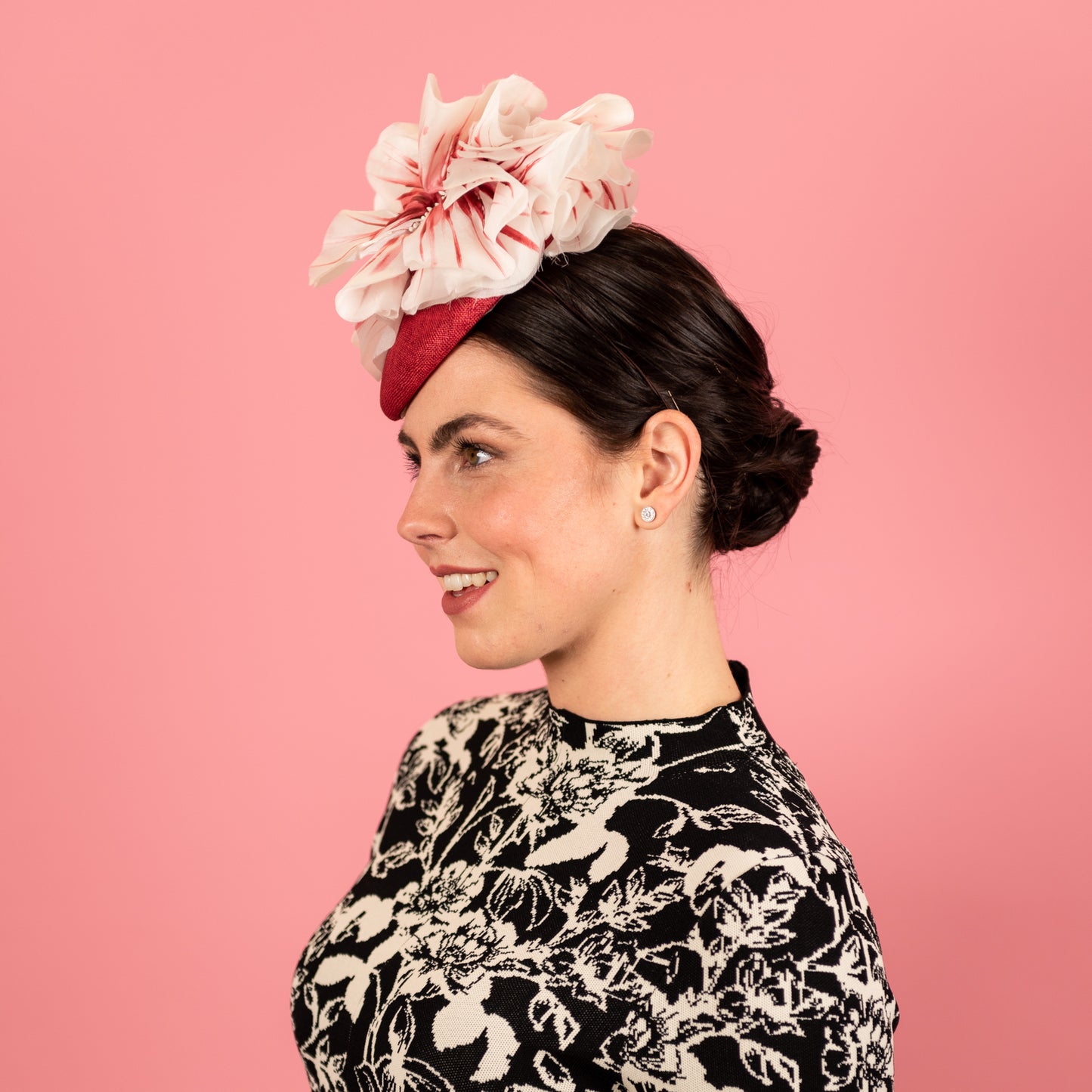 Grace Beret in Straw with Silk Poppies in Red