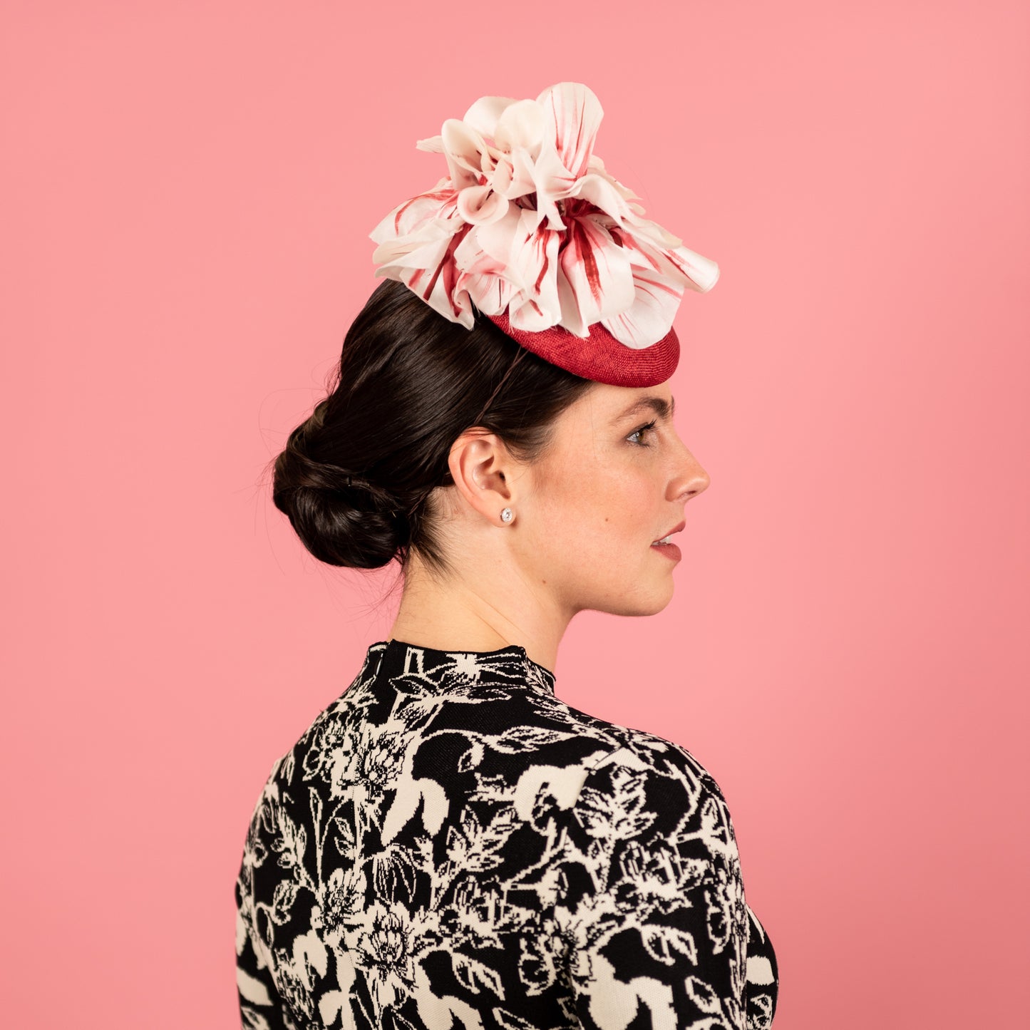 Grace Beret in Straw with Silk Poppies in Red
