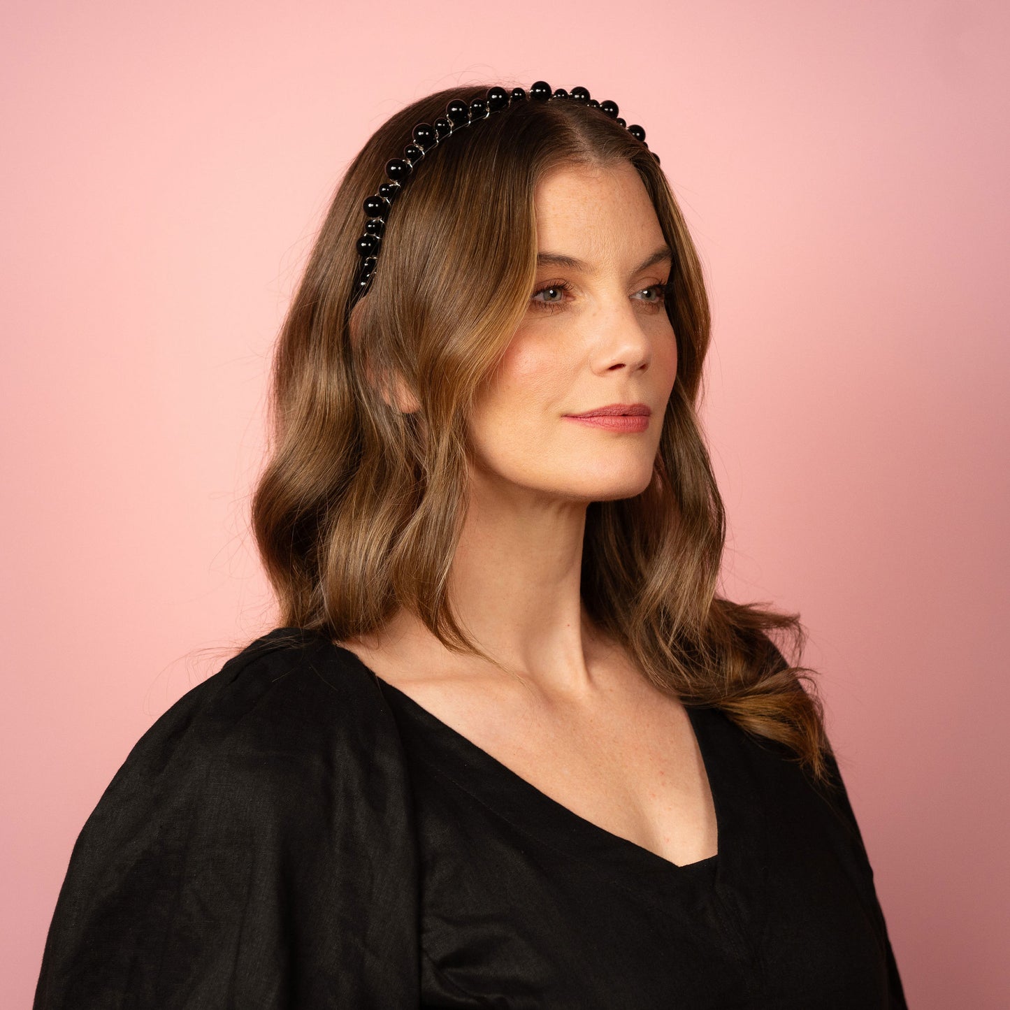 Kitty Headband in black and silver Spring Racing Headpiece