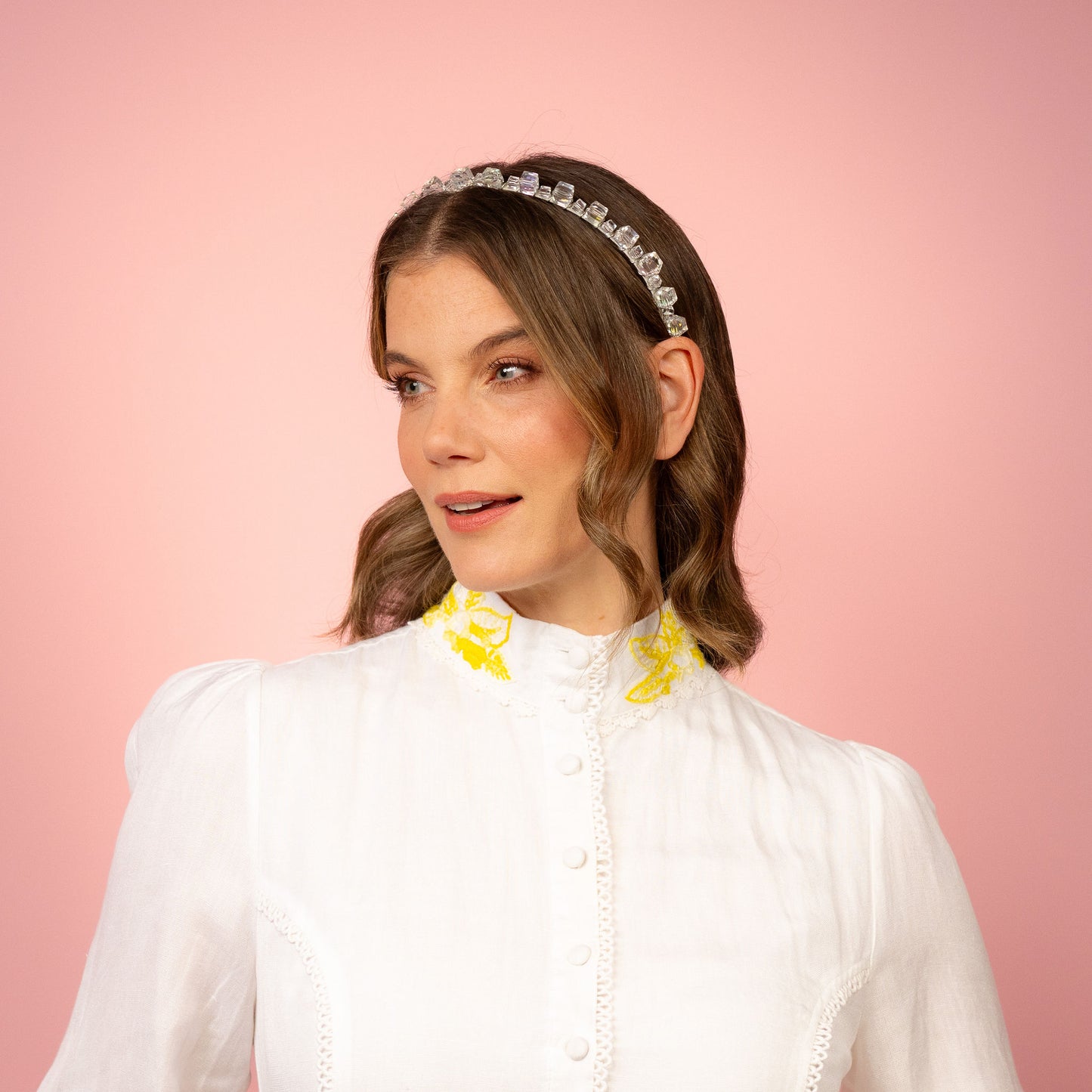 Kitty Headband in crystal and silver Spring Racing Headpiece