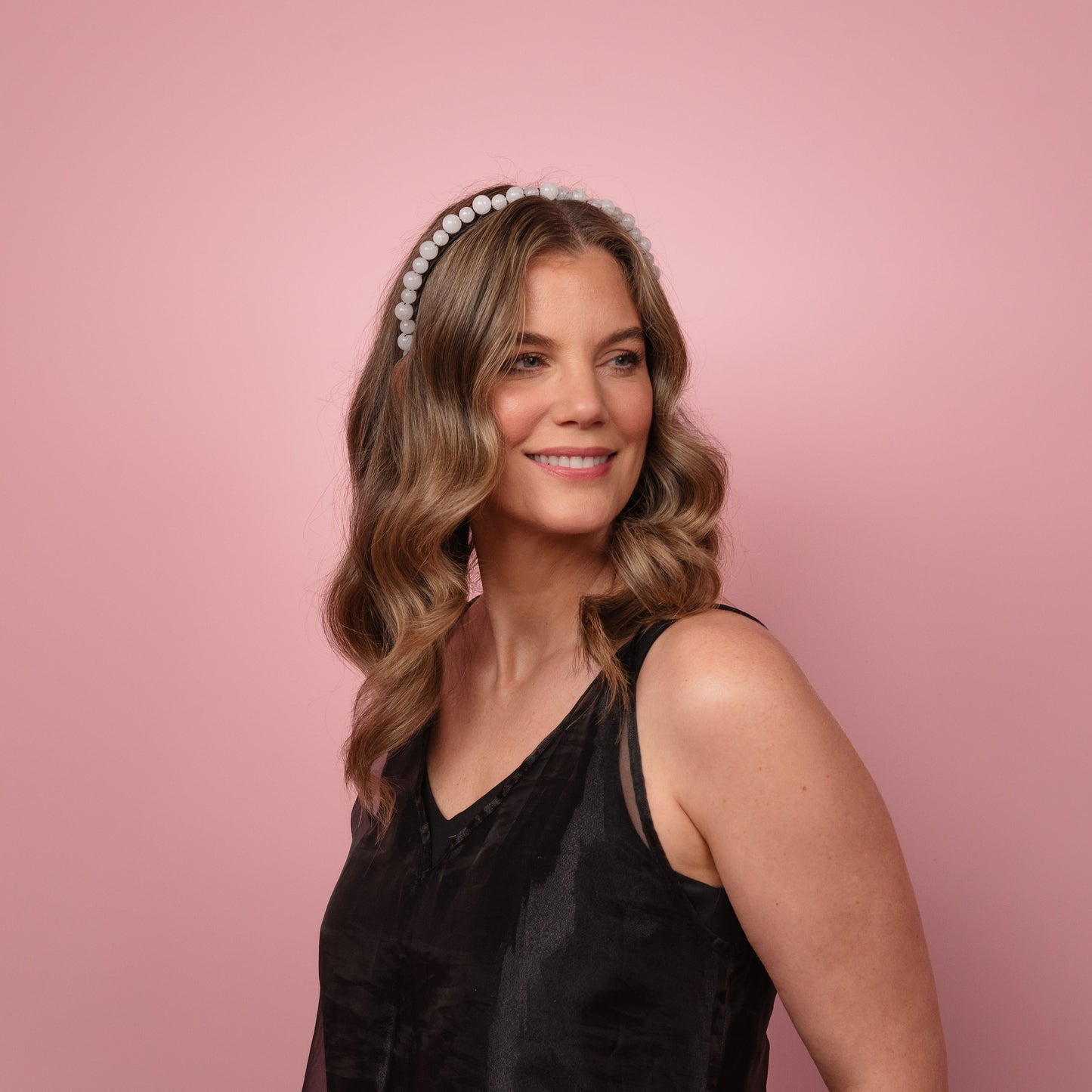 Kitty White and Black Beaded Headband