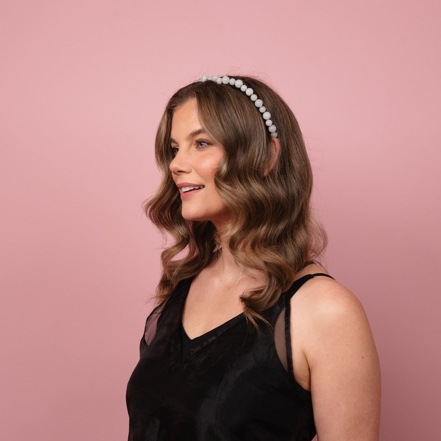 Kitty White and Black Beaded Headband