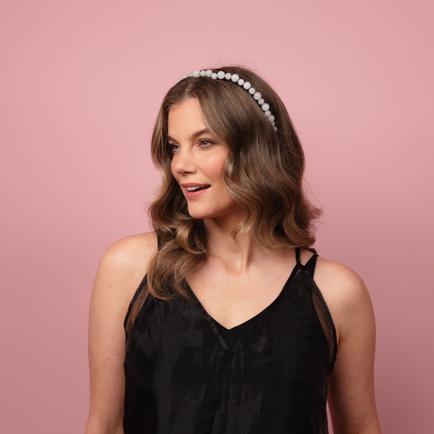 Kitty White and Black Beaded Headband