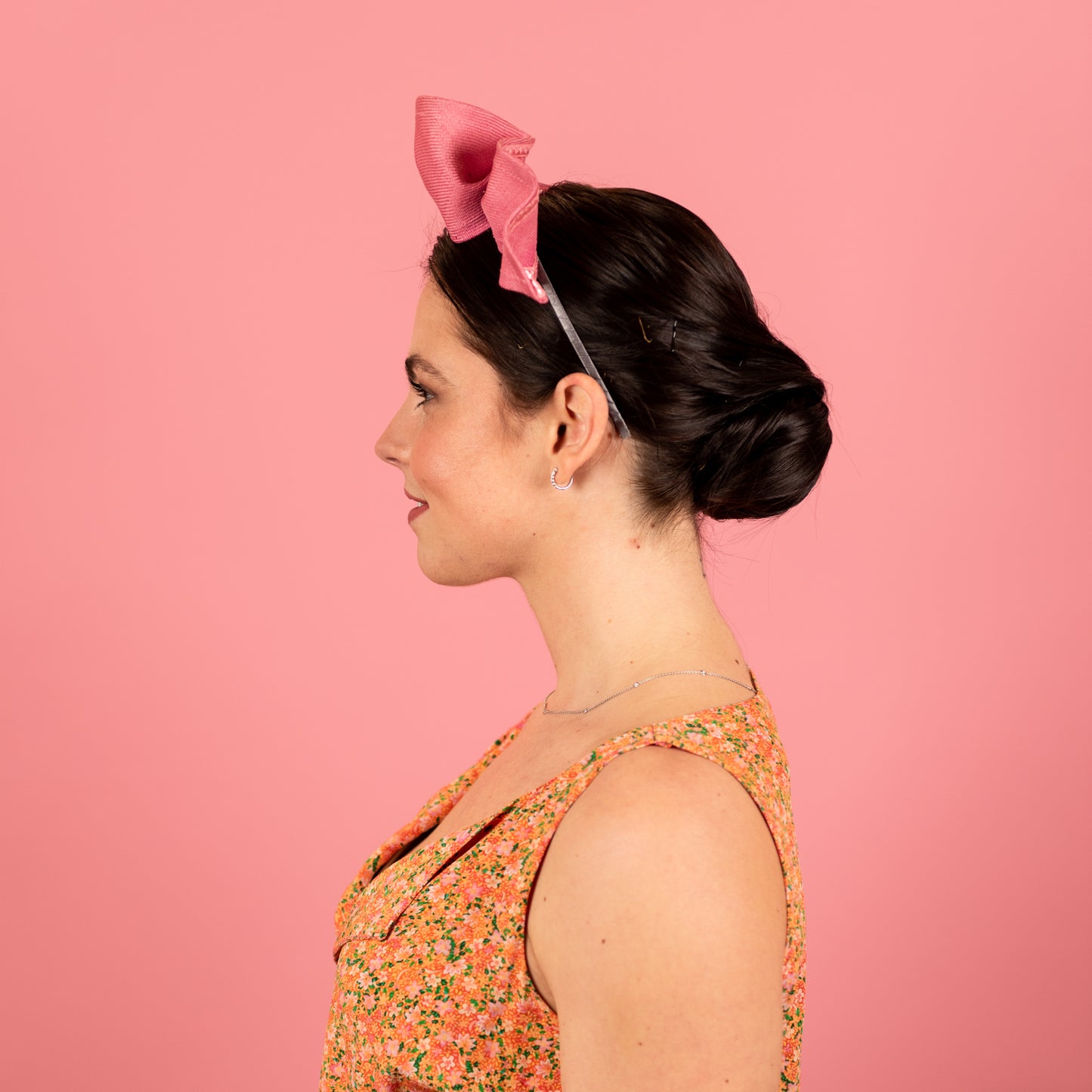 Laceby Bow Headband in Pink Straw