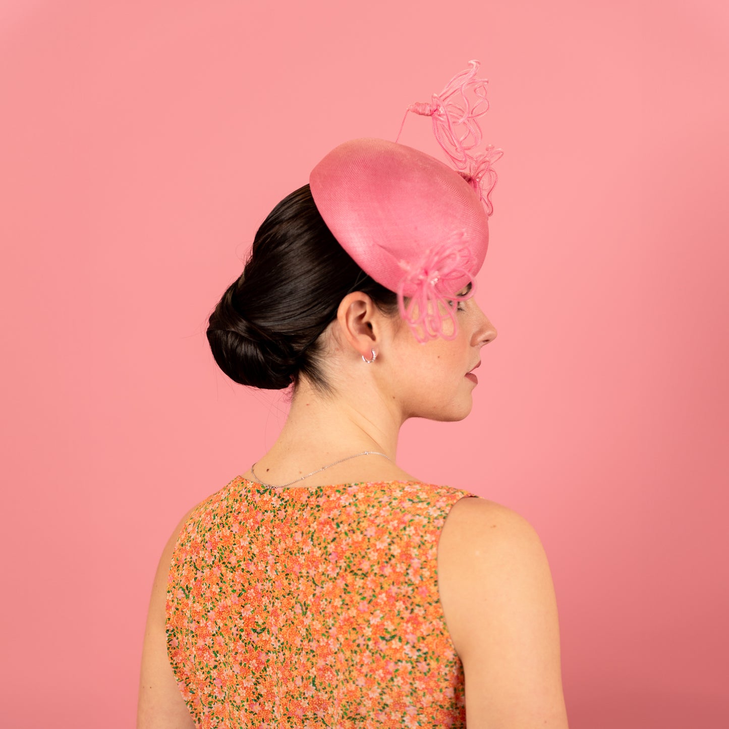 Lori Beret in Straw with Floating Wire Peony in Pink