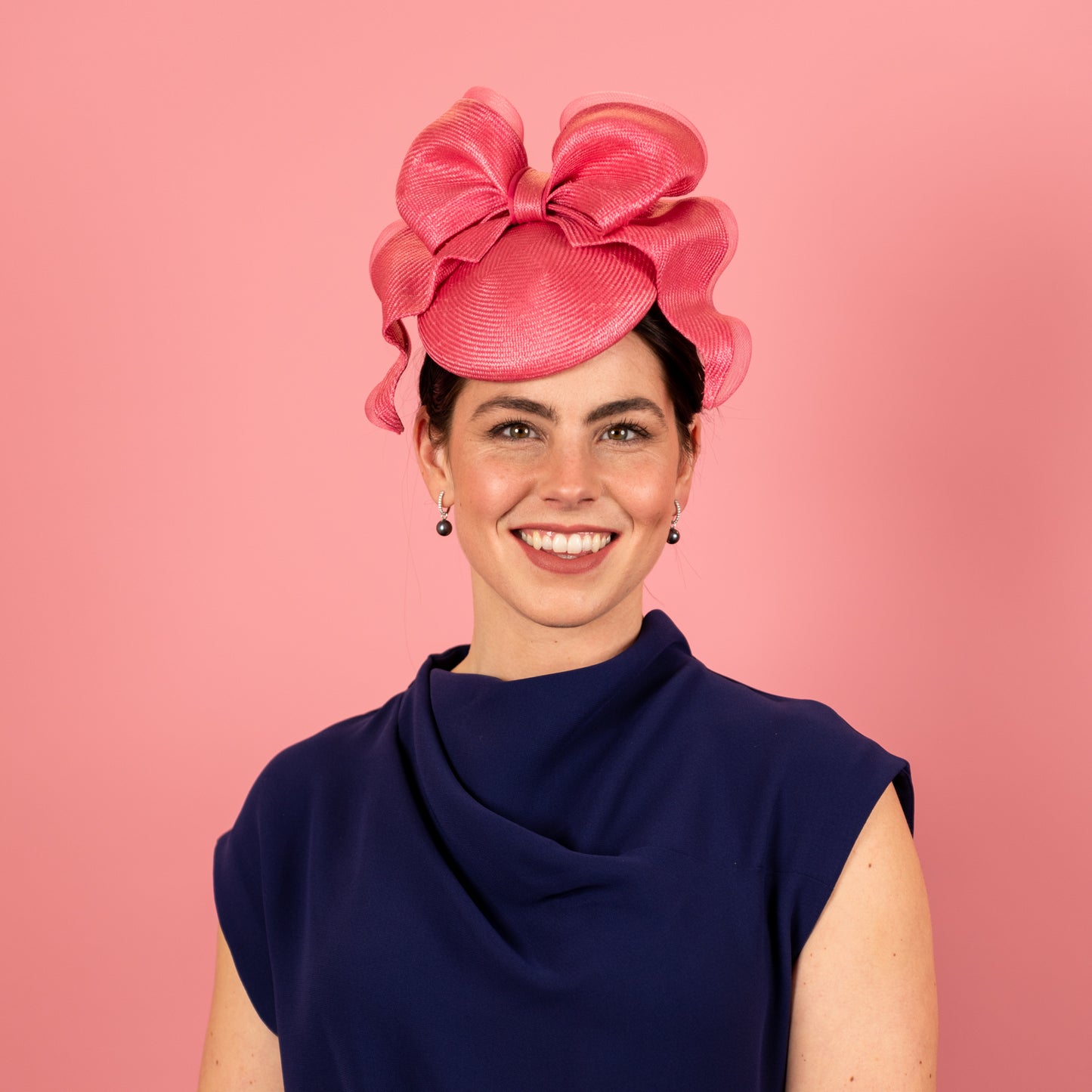Madison Beret with bow trim in pink