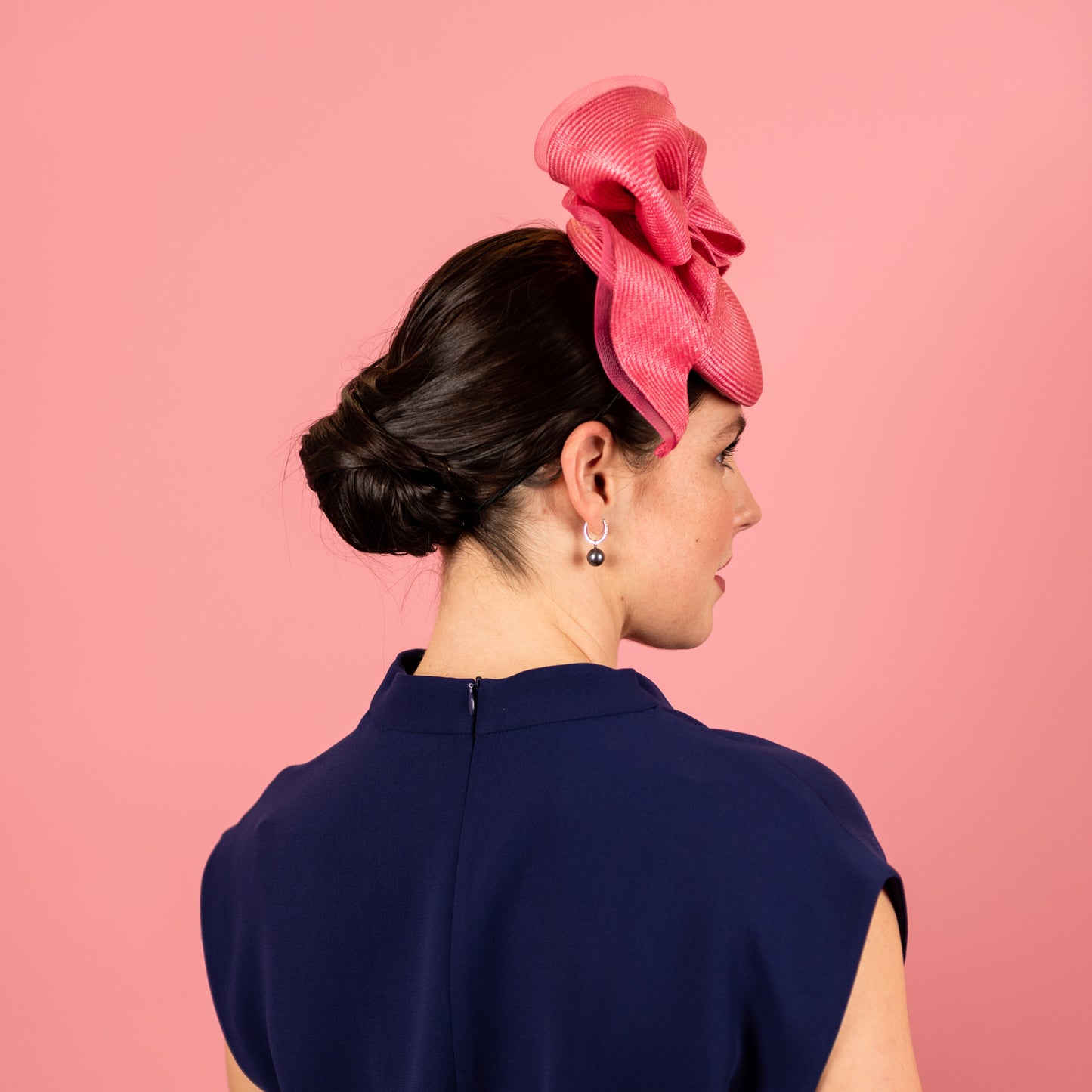 Madison Beret with bow trim in pink