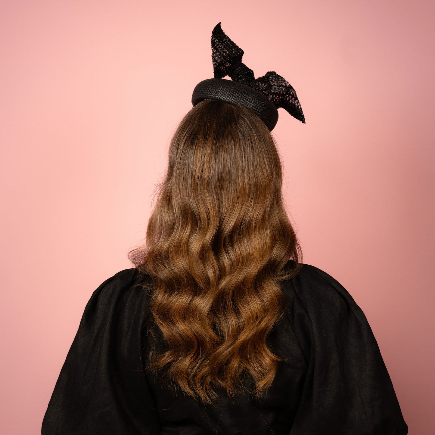 Michelle Beret with knot trim in Black Spring Racing Headpiece