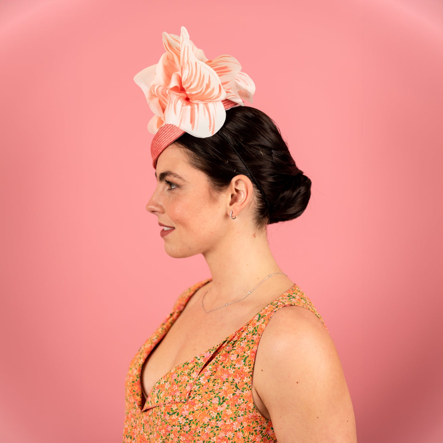 Patricia Beret in Straw with Silk Poppy Flowers in Pink Coral