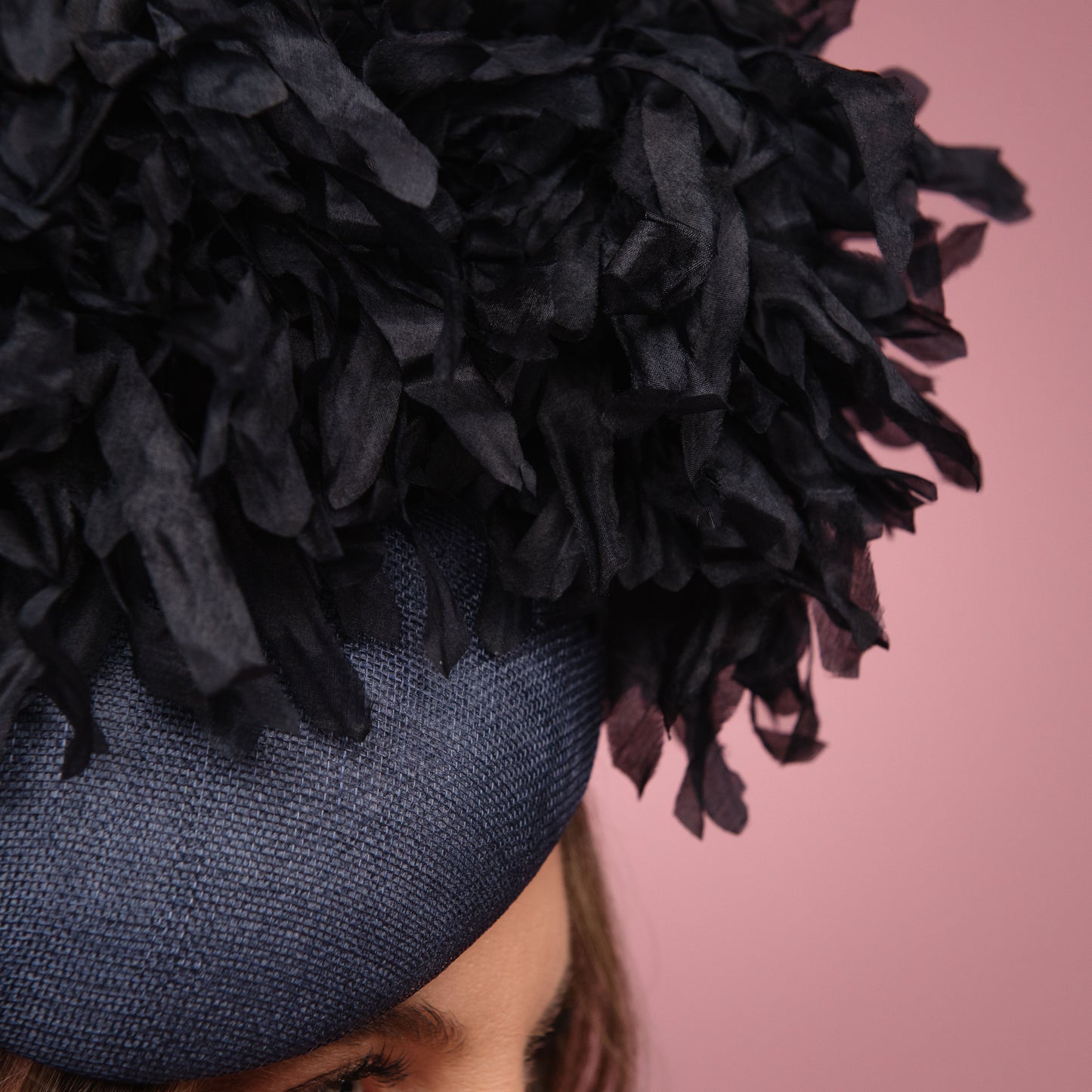 Polina Straw Beret with Silk Flowers in Navy Spring Racewear Headpiece