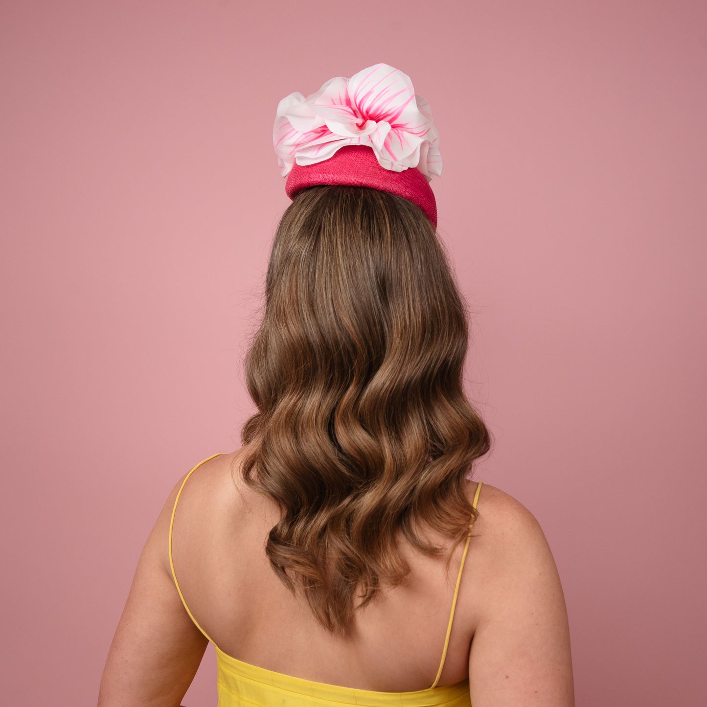 Polly Straw Beret with Silk Poppies in Pink Spring Racewear Headpiece