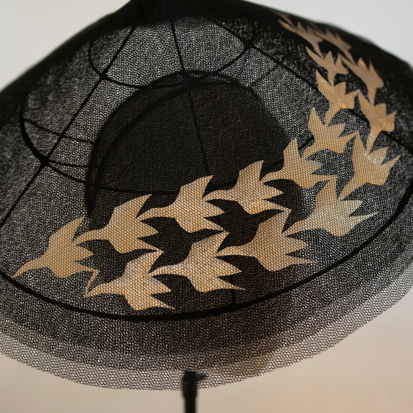 Tesselation in Flight Black Tulle Pitch Shape with Gold Bird Shape