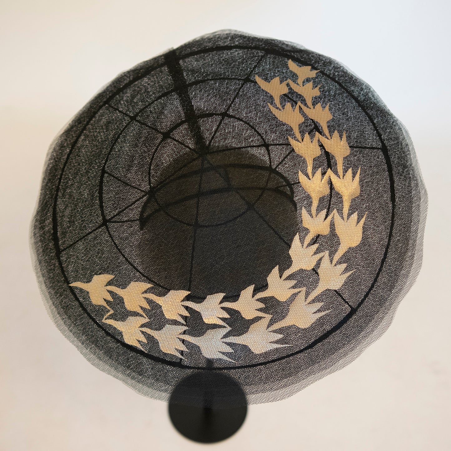 Tesselation in Flight Black Tulle Pitch Shape with Gold Bird Shape