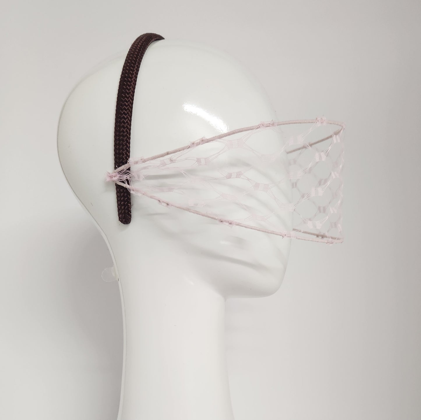Jessica face veil on headband in pale pink vintage large veil