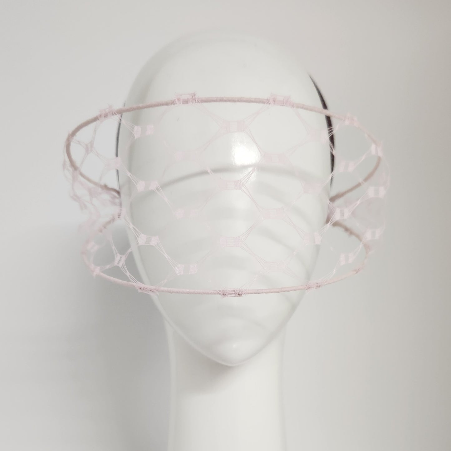 Jessica face veil on headband in pale pink vintage large veil