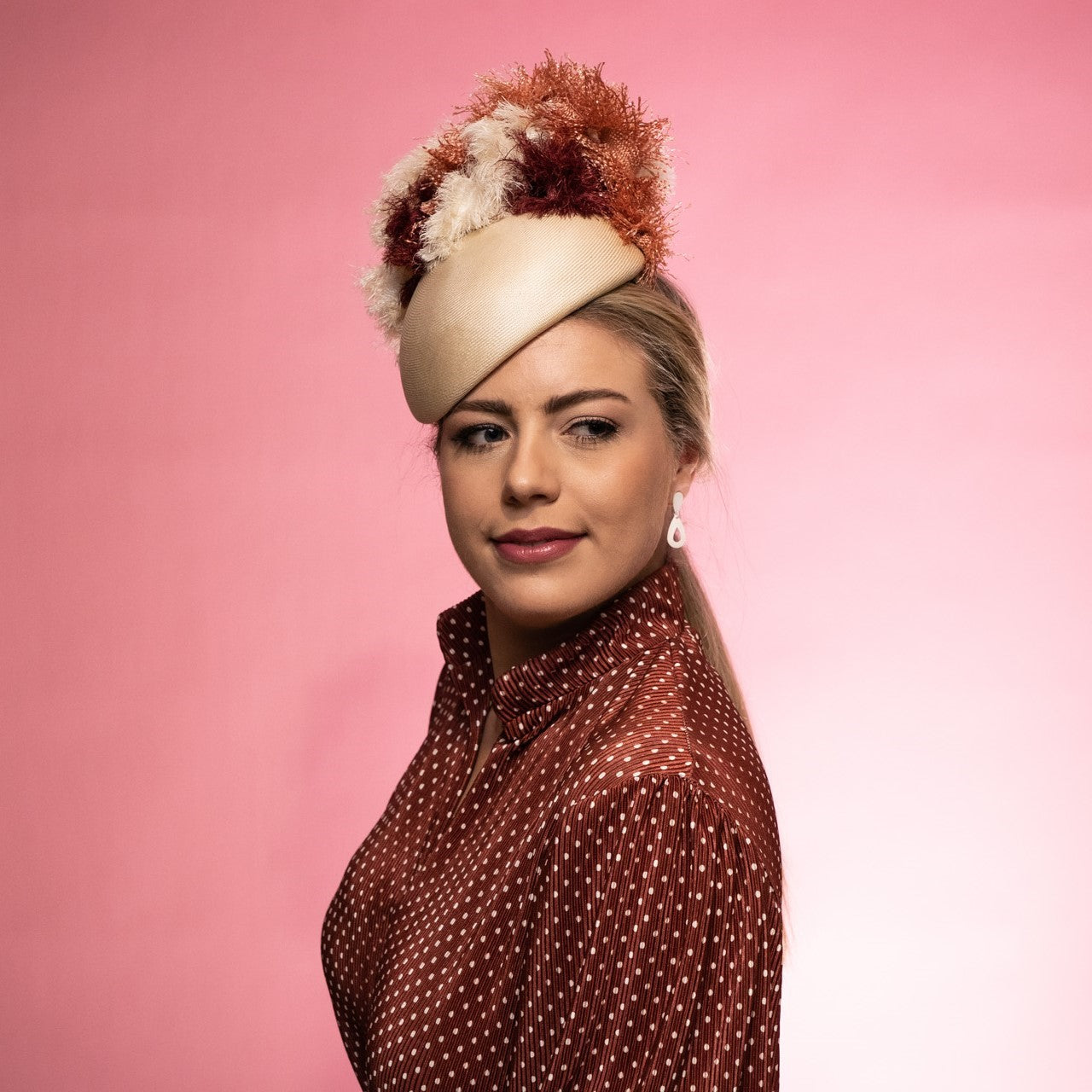 Bidgee Beret in cream with textured straw trim