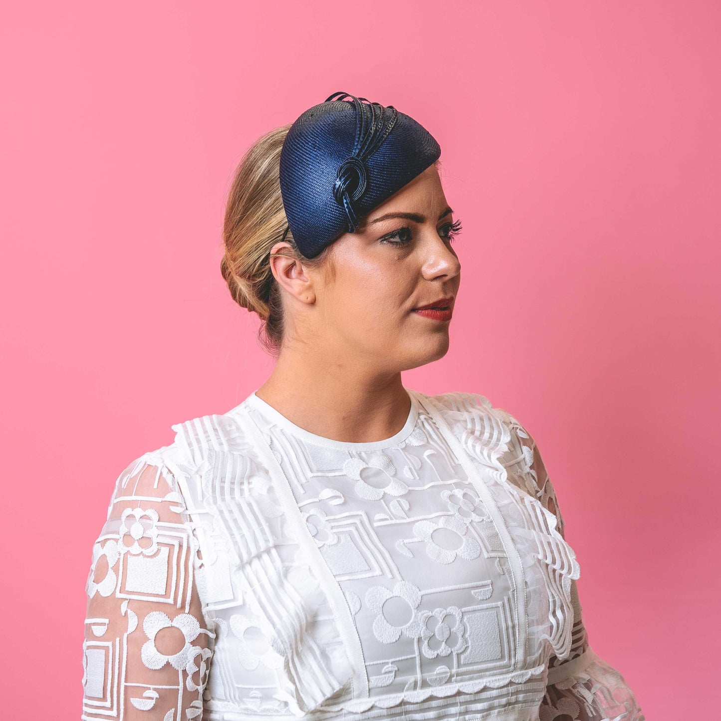 Gayle Beret with knotted trim in Navy